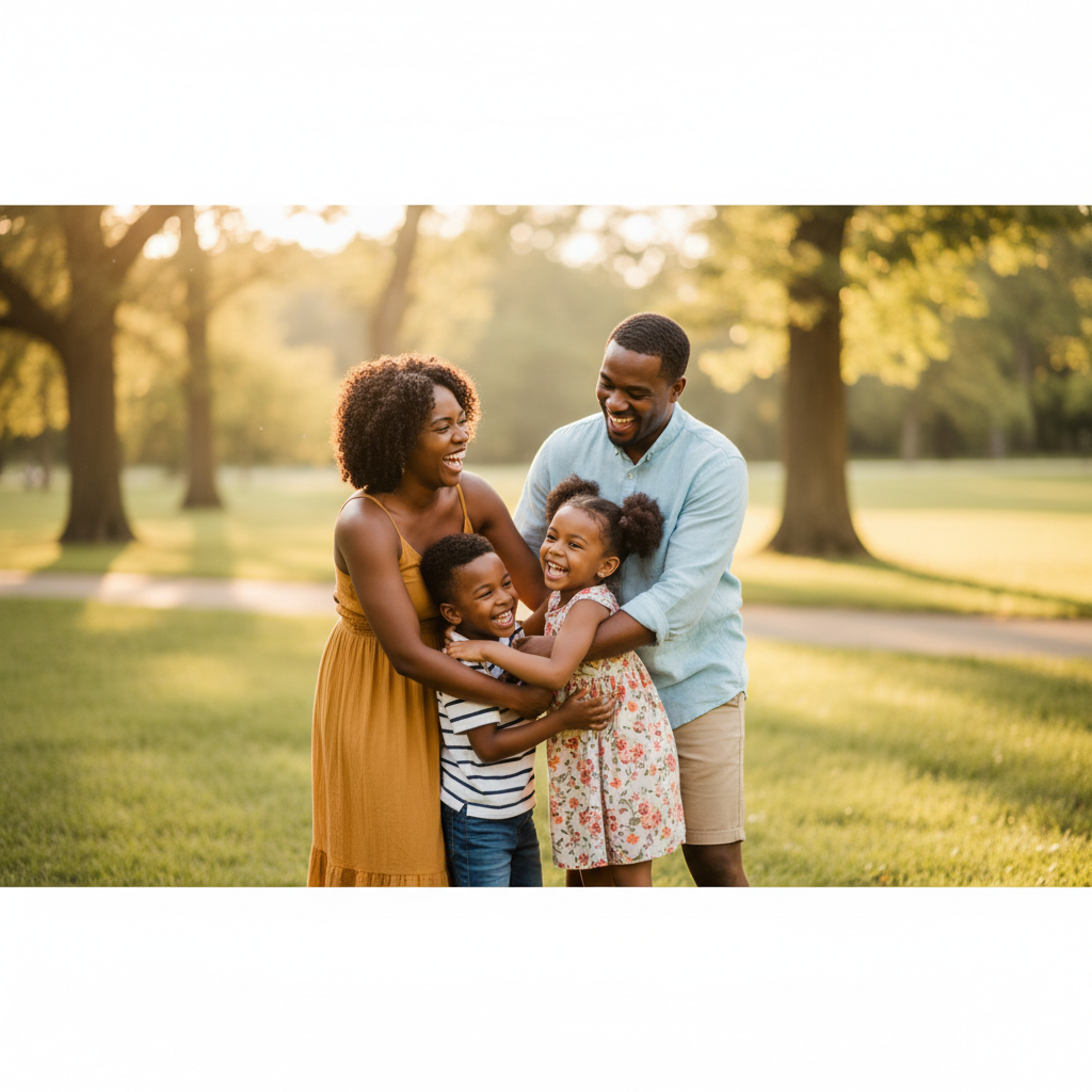 African American family sharing a joyful moment together